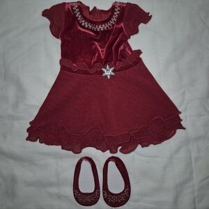 American Girl Merry And Bright Holiday Dress And Shoes